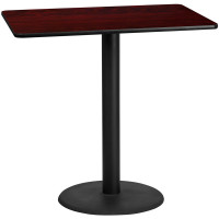 Flash Furniture XU-MAHTB-3048-TR24B-GG 48" Rectangular Mahogany Laminate Table Top with Base